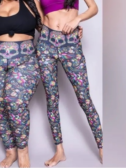 Niyama Sol Sugar Skull Print Leggings Nwot